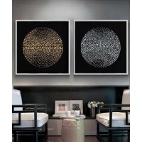 Silver Frame 60*60 Cm 3D Effect Crytsall Porsalein Painting Black